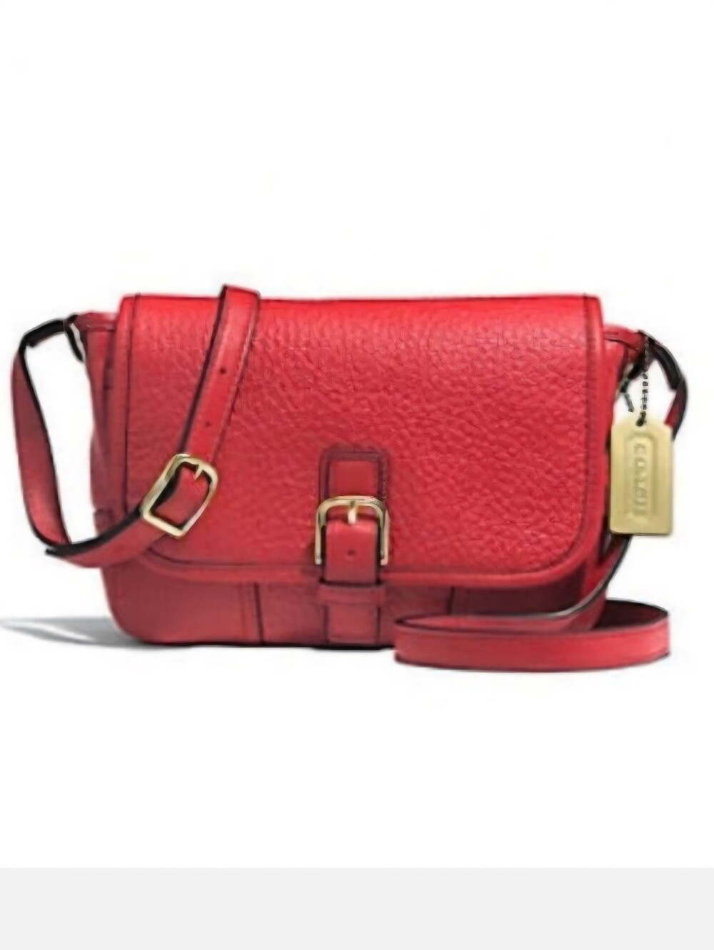 Coach Bag True Red Hadley Luxe Grain Leather Field Crossbody Bag Gold Metal Tag